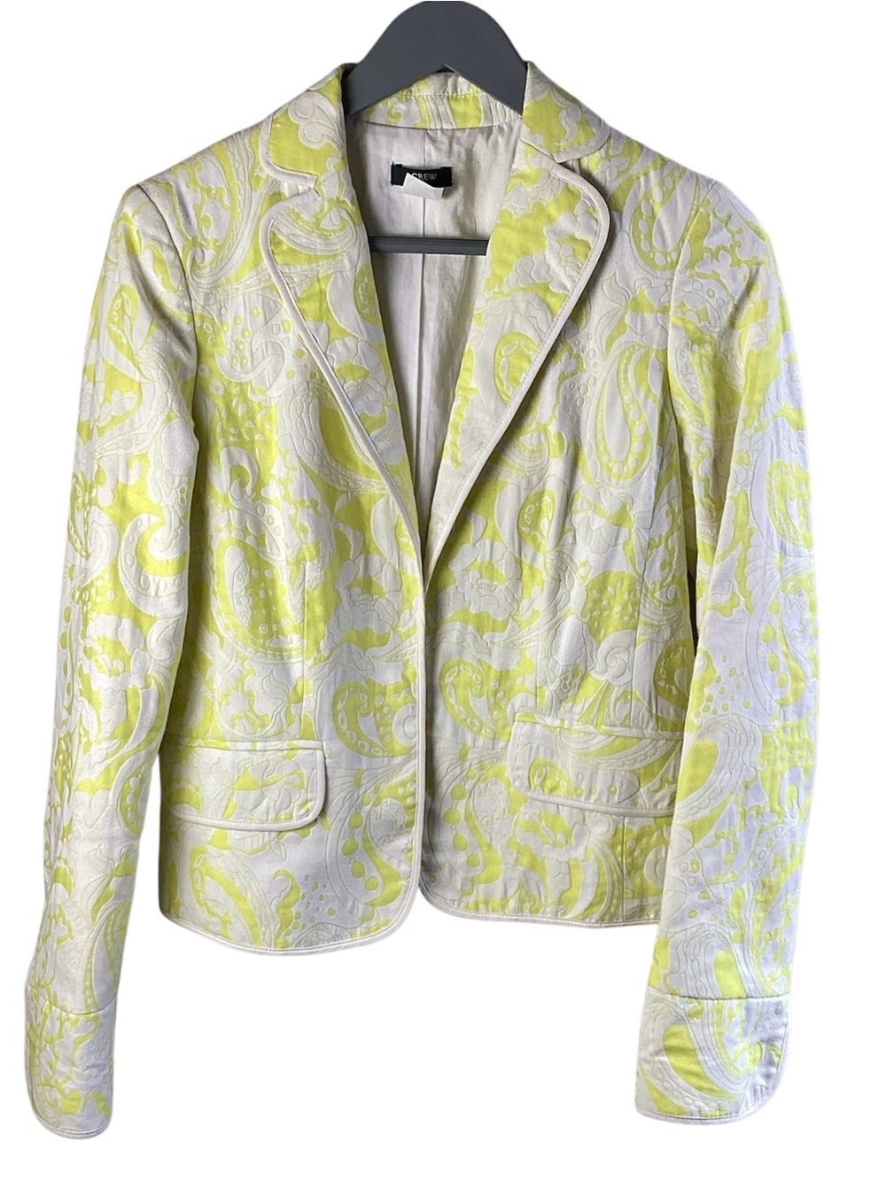 J. Crew Lime Paisley Jacquard Blazer linen blend